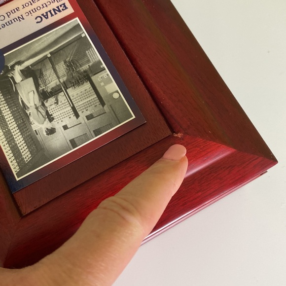 Storage Keepsake Award Jewelry Watch Mahogany Hinged Wood Felt Lined Box w frame - Picture 12 of 12